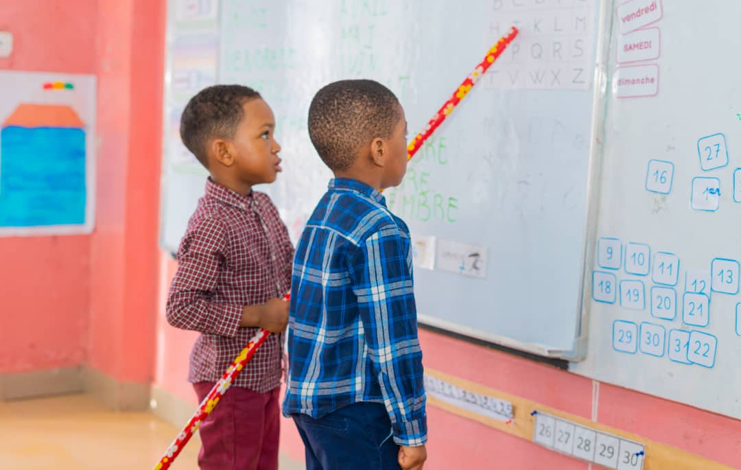 Enfants de la section maternelle au G.S. Le Serval